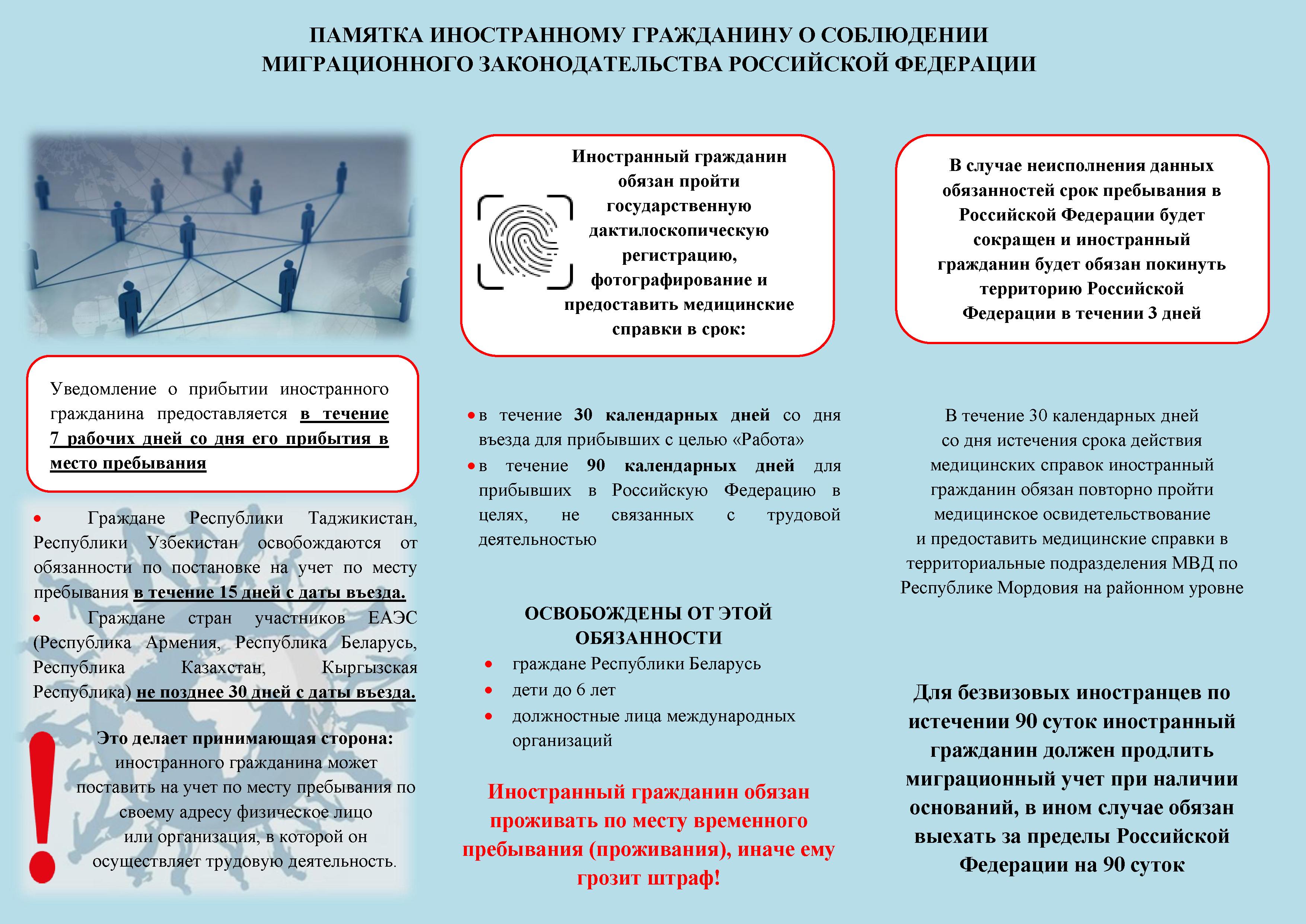 Памятка для иностранных граждан.